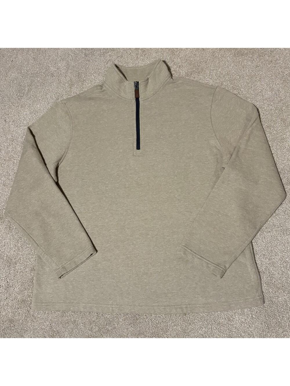 GH Bass & Co. Mens Pullover 1/4 Zip Sweater Sweatshirt Business Casual Tan, Sz L